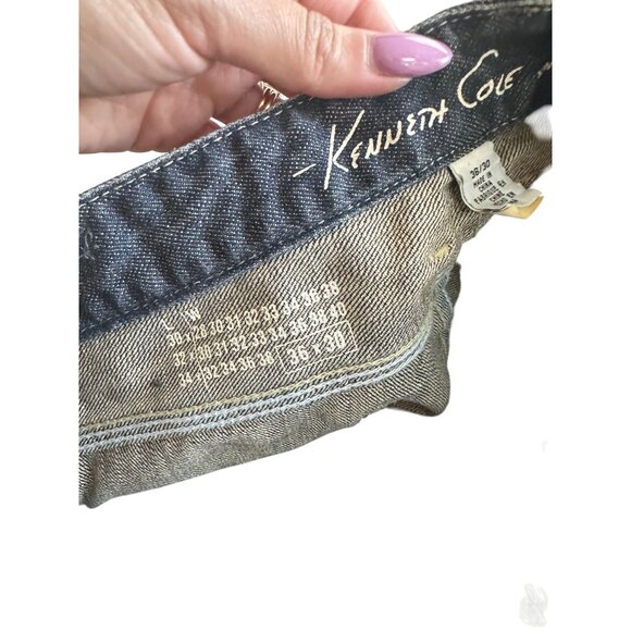 KENNETH COLE Dark Wash Distressed Straight Leg Jeans Size 36 X 30 - Picture 15 of 15